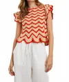 Rails Coen Crochet Flutter-sleeve Top In Red