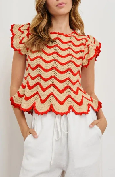 RAILS RAILS COEN RUFFLE SLEEVE PEPLUM SWEATER