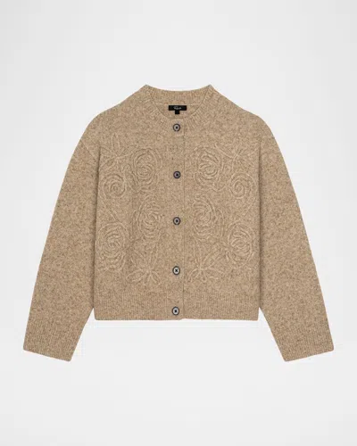 Rails Coralee Rosette Alpaca-blend Cardigan In Brown