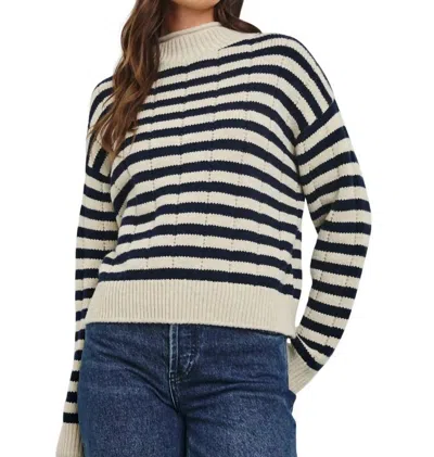 Rails Corrine Stripe Mock Neck Sweater In Oat Navy Stripes