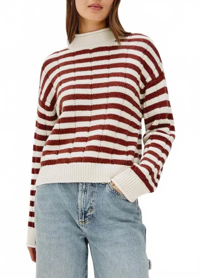 Rails Corrine Mockneck Sweater In Ivory Russet Stripe In Red