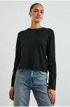 Rails Cotton Cashmere Long Sleeve Tee In Black