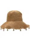 Rails Crete Shell-embellished Straw Bucket Hat In Gold