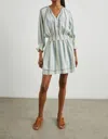 Rails Crystal Stripe Smocked Waist Linen Blend Blouson Dress In Multi