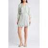 Rails Crystal Stripe Smocked Waist Linen Blend Blouson Dress In Catania Stripe