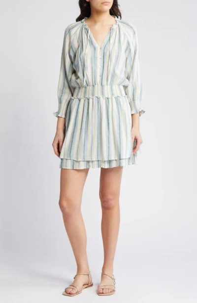 Rails Crystal Stripe Smocked Waist Linen Blend Blouson Dress In Catania Stripe