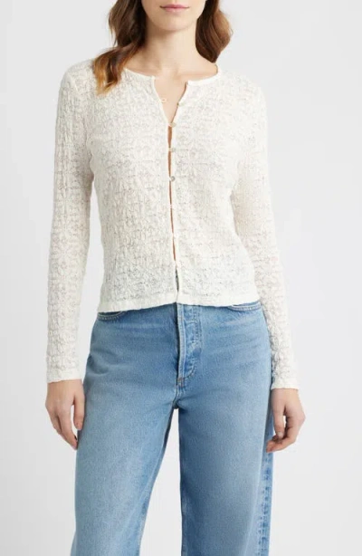Rails Cyrah Stretch Lace Cardigan In White