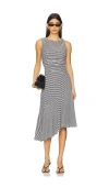Rails Daija Gingham Sleeveless Asymmetric Midi Dress In Black,white