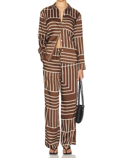 Rails Damani Wide Leg Pants In Brown Line Art
