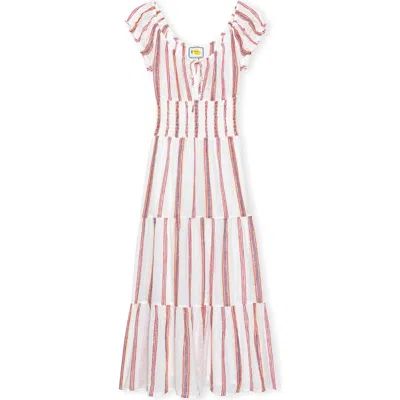 Rails Daria Stripe Smocked Waist Linen Blend Dress In Multi