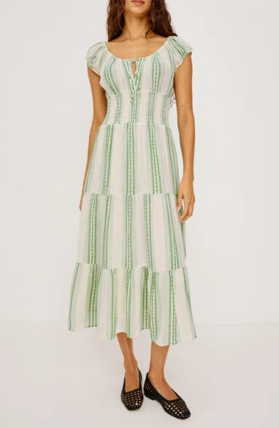 Rails Daria Stripe Smocked Waist Midi Dress In Multi