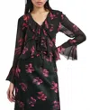 Rails Nicoletta Floral Chiffon Long-sleeve Top In Black