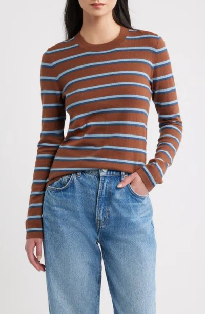 Rails Davie Cotton & Cashmere Stripe Sweater In Brown