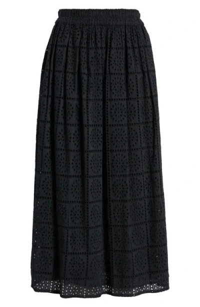 Rails Dax Cotton Eyelet Midi Skirt In Black