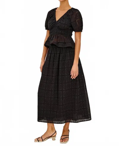 Rails Dax Maxi Skirt In Black Grid Embroidery In Multi