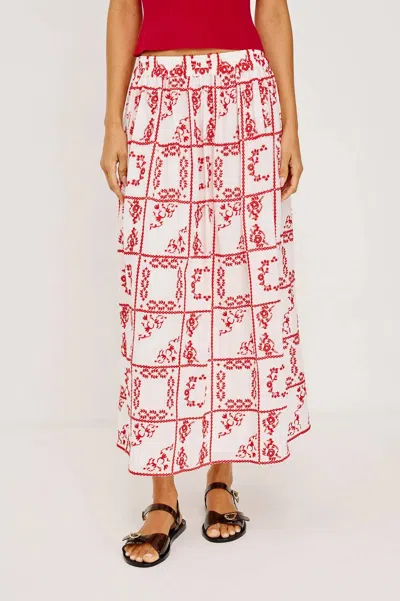 Rails Dax Floral Embroidered Cotton Maxi Skirt In Animal Print