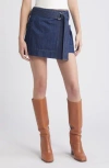 Rails Deanna Belted Denim Wrap Miniskirt In Raw Denim