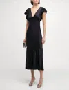 Rails Dina Short Sleeve Satin Midi Dress In Black