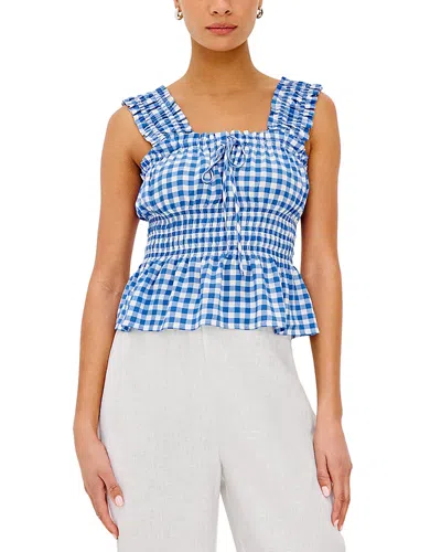 Rails Donna Gingham Smocked Waist Top In Blue