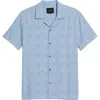 Rails Dresden Relaxed Fit Textured Short Sleeve Cotton Button-up Shirt In Cerulean Ikat