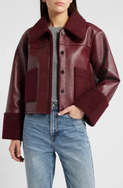 Rails Dria Faux Leather & Faux Shearling Jacket In Burgundy