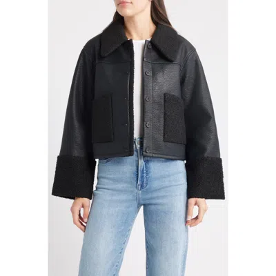Rails Dria Faux Leather & Faux Shearling Jacket In Black