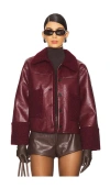 Rails Dria Faux Leather Jacket In Maroon Shearling