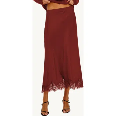 Rails Ebony Lace Trim Midi Skirt In Brown