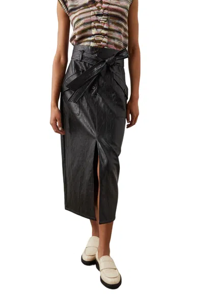 Rails Black Edem Faux Leather High Waist Midi Skirt