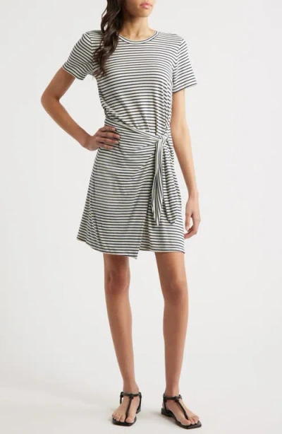 Rails Edie Stripe Tie Waist T-shirt Dress In Ivory Navy Stripe