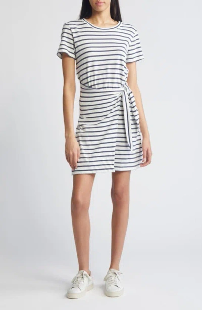 Rails Edie Stripe Tie Waist T-shirt Dress In Ivory Navy Stripe
