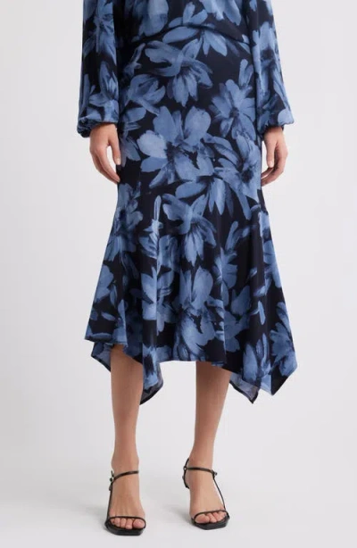 Rails Edwina Floral Asymmetric Midi Skirt In Midnight Lily