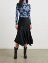 Rails Edwina Asymmetric Satin Midi Skirt In Black