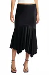 Rails Edwina Asymmetric Satin Midi Skirt In Black