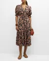 Rails Eliana Tie Belt Button Front Midi Dress In Jasmine