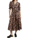 Rails Eliana Tie Belt Button Front Midi Dress In Brown