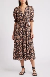Rails Eliana Tie Belt Button Front Midi Dress In Jasmine