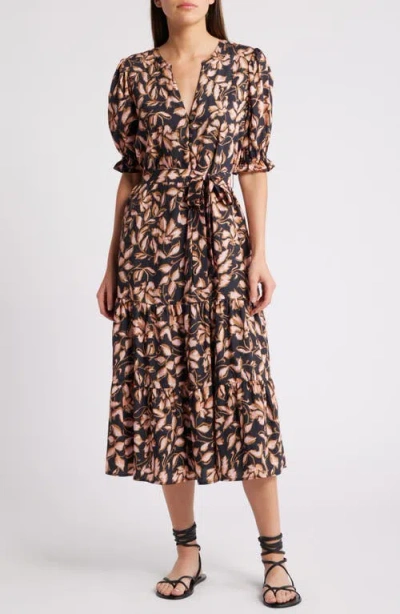 Rails Eliana Tie Belt Button Front Midi Dress In Jasmine