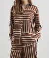 Rails Elias Button Down Shirt In Brown Line Art