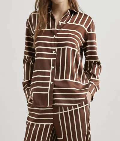 Rails Elias Button Down Shirt In Brown Line Art