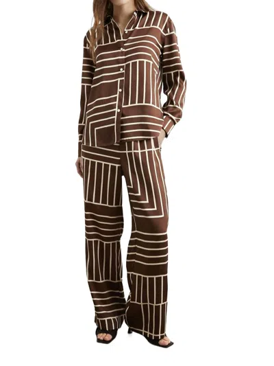 Rails Elias Shirt In Brown Line Art In Multi