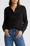 Rails Ellis Gauze Button-front Shirt In Black