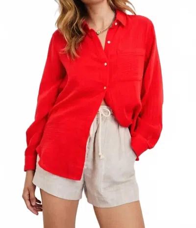 RAILS ELLIS LONG SLEEVE SHIRT IN CHERRY