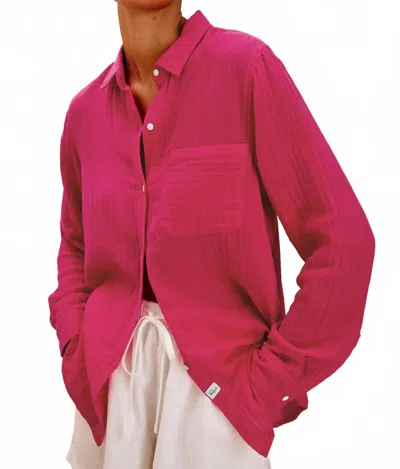 RAILS ELLIS LONGSLEEVE GAUZE TOP IN RASPBERRY
