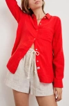 Rails Ellis Organic Cotton Gauze Button-up Shirt In Cherry
