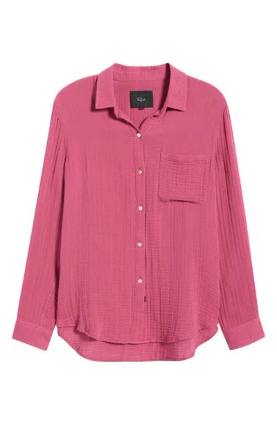 Rails Ellis Organic Cotton Gauze Button-up Shirt In Pink