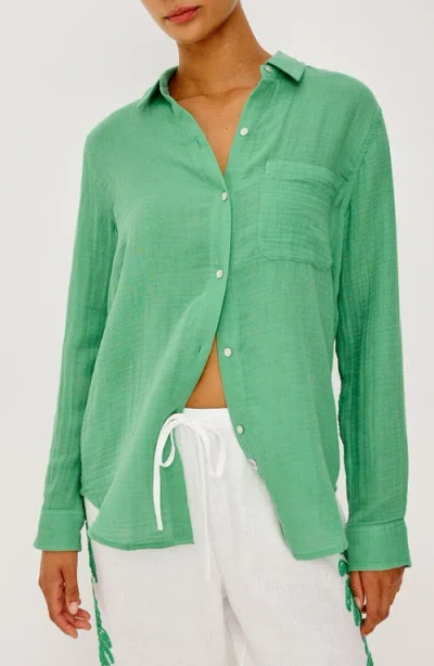 Rails Ellis Organic Cotton Gauze Button-up Shirt In Green