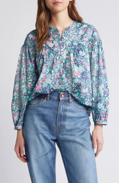 Rails Ellison Floral Popover Top In Navy Leilani Floral