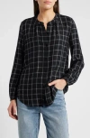 RAILS RAILS ELOISE METALLIC WINDOWPANE BAND COLLAR BUTTON-UP SHIRT