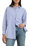 Rails Ramy Striped Cropped Button-front Shirt In Mariner White Stripe